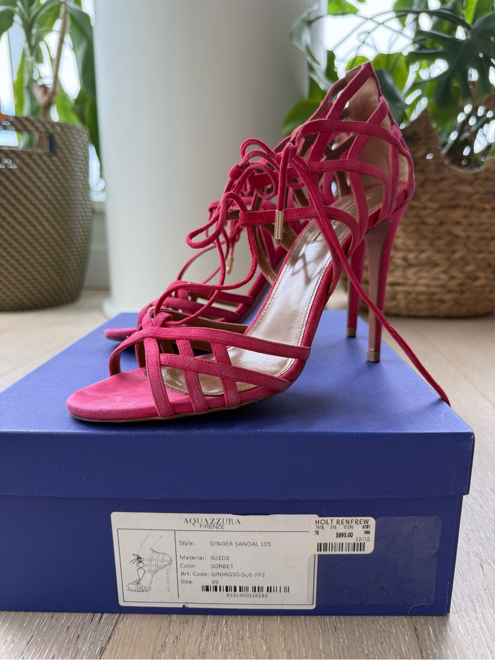 Aquazzura Sorbet Suede Lace-Up High Heel Sandals
